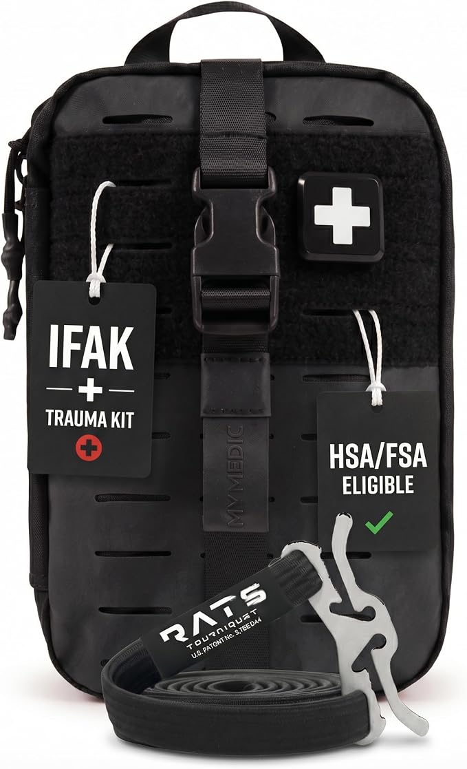 MY MEDIC MyFAK PRO Tactical IFAK Trauma Kit & First Aid Kit with Tourniquet - HSA FSA Items - Built in USA - Combat Medical Supplies, Trauma Pack & Molle Bag for Car, Truck, Vehicle, Boat & EDC, Black