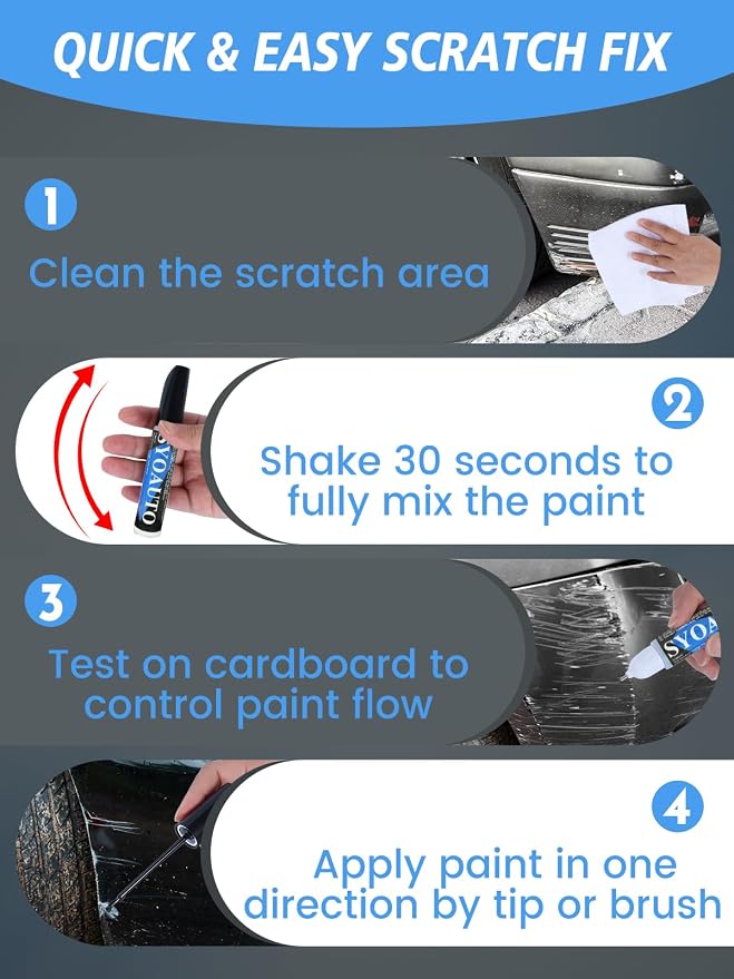 SYOAUTO White Touch Up Paint for Cars White Car Touch up Paint Auto Scratch Repair Pen Brush and Tip 2 in 1 Repair Pen 0.4 oz