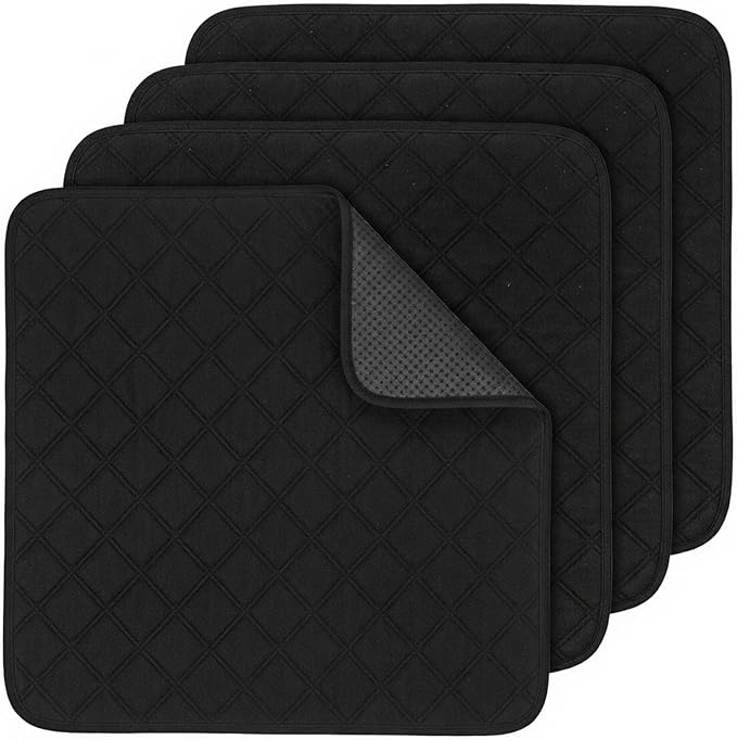4 Pack Waterproof Chair Pads for Incontinence, 22" x 21" Reusable Seat Protector Pads, Washable Chair Protector Seat Cover, Non-Slip Absorbent Incontinence Pad for Bed, Wheelchair, Kid, Pet