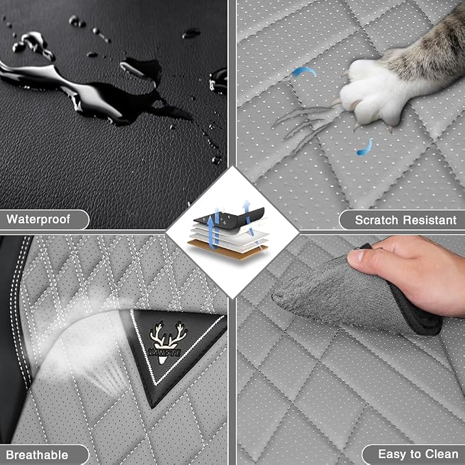 Fit for Toyota 4Runner Seat Covers 2001-2026,Premium Leather, 360° Full Protection, Thick Padding & Memory Foam, Waterproof & Stain-Resistant Car Seat Cover Front Set (2 Seat,Black&Gray)