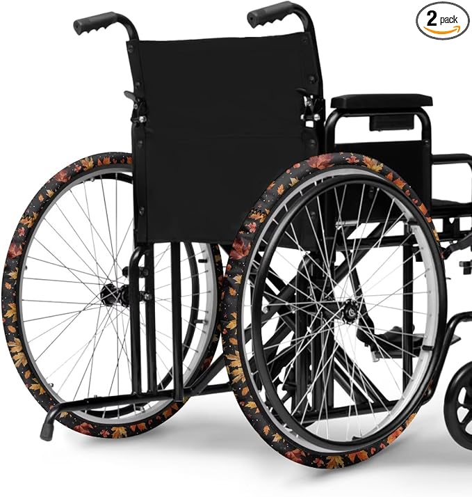 Marble Wheelchair Wheel Covers Set of 2 Leaves Wheelchair Accessories to Protect Floors Carpets