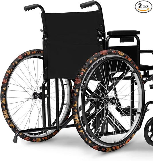 Marble Wheelchair Wheel Covers Set of 2 Leaves Wheelchair Accessories to Protect Floors Carpets