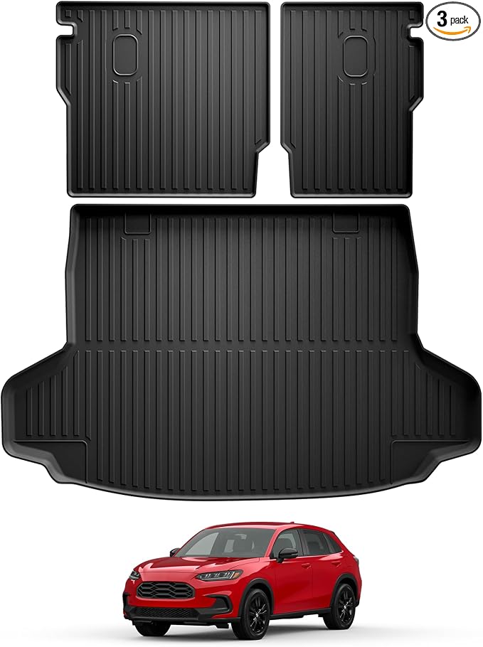 Cargo Mat & Backrest Mat Fit for Honda HRV 2023-2027 | for Acura ADX 2025-2026, All Weather TPE Custom Fit Trunk Mat Cargo Liner with Seatback Mat Accessories, Black