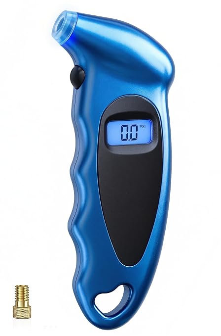Digital Tire Pressure Gauge 150 PSI, Accurate in 0.1 Increments,1 Pack Tire Pressure Gauge with Backlight LCD, 4 Units (PSI/Bar/Kgf/cm²/KPA) Applicable to Car Truck Bicycle, Blue