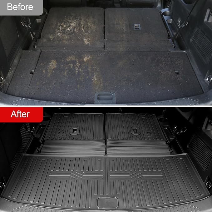 Floor Mats for 2020-2025 2026 Ford Explorer Accessories, Cargo Mat with Backrest Mat All Weather TPE Waterproof for Ford Explorer 6 Passenger Captain Seat ST Accessories 2025 2024 2023