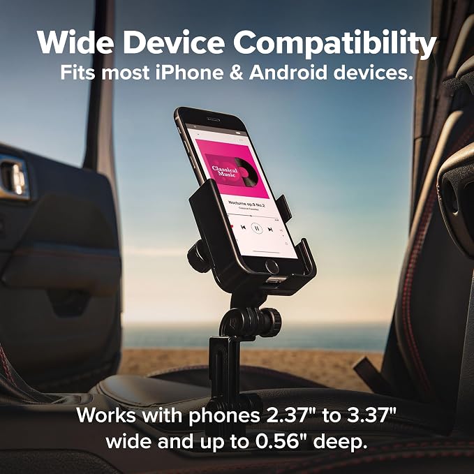 WeatherTech CupFone with Extension – Adjustable, Universal Cup Holder Cell Phone Mount Car & Truck Accessory – Best Design for iPhone & Smartphone Charging – Red Metal Knobs