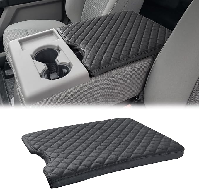 JDMCAR Armrest Cover for 2015-2024 2025 Ford F150 Accessories, 2017-2025 F250 F350 F450 with 40/20/40 Jump Seat, Customized Anti-Scratch Leather Armrest Lid Protector Pad (Jump Seat Only)
