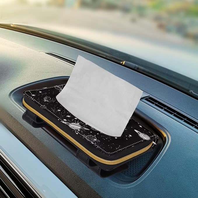 Space Planet Car Sun Visor Tissue Box Holder PU Leather Car Visor Accessories Automotive Visor Tissue Holder