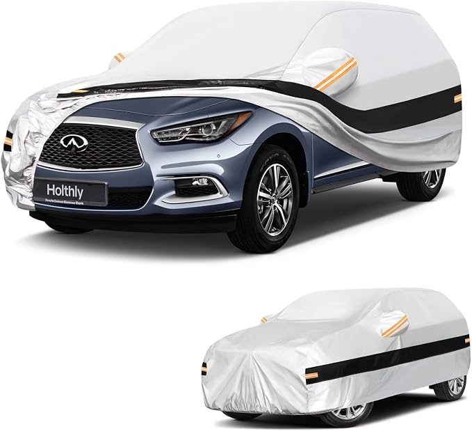 10 Layers SUV Car Cover Custom Fit for Infiniti QX60 (2013-2026), Waterproof All Weather for Automobiles, Outdoor Full Cover Sun Dust Rain Protection with Cotton. Silver