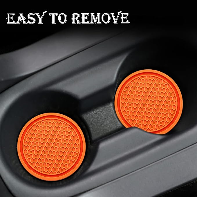 4PCS Car Cup Holder Coaster, Universal Auto Non-Slip Cup Holder Coaster, 2.75In Universal Non-Slip Recessed Car Interior Accessories (Orange)
