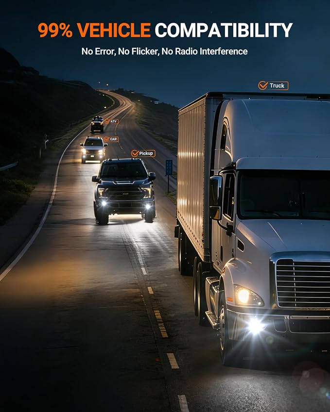 SEALIGHT 9005 H11 Bulbs, 180,000LM 14X Brightness, HB3 H8/H16/H9 6500K Cool White LED Bulbs, IP68 Waterproof 70000Hrs Lifespan, No Flickering, 1Mins Installation, 4 Pack