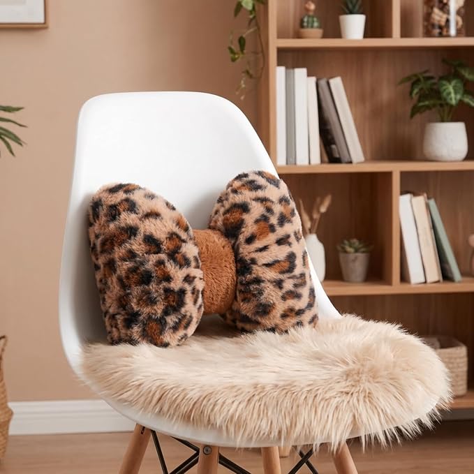 Macarrie 2 Pcs Rose Red Car Neck Pillow Imitation Rabbit Fur Bow Pillow | Soft Comfortable Seat Headrest Support, Cute Bow Car Accessories, Driving Travel Driver Chair Girl Interior Decor, Solid