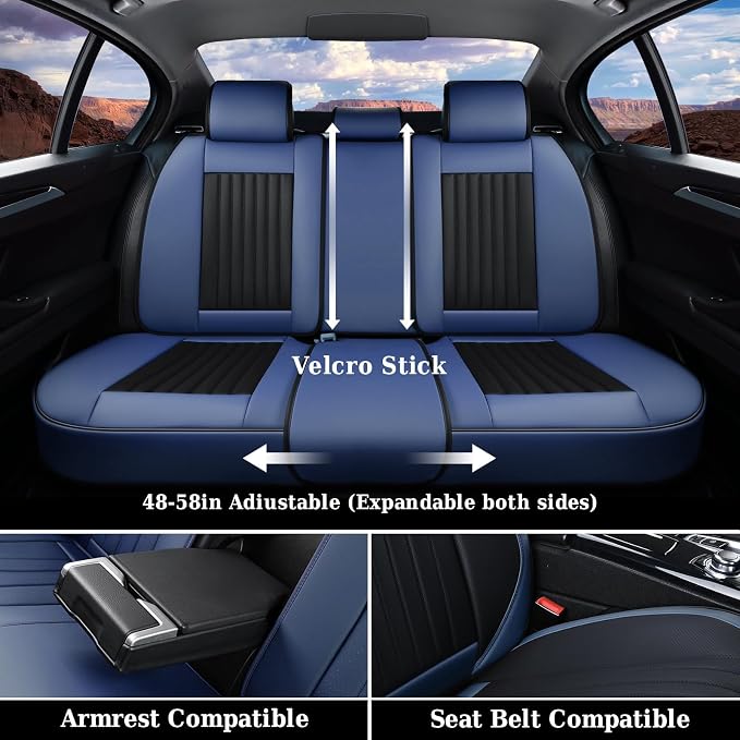 Coverado Car Seat Covers Full Set, Car Seat Protector Car Seat Cushion, Nappa Leather Seat Covers for Cars, Front and Back Seat Protectors Cushions Universal Fit for Most Cars Vehicles(Pink&Grey)