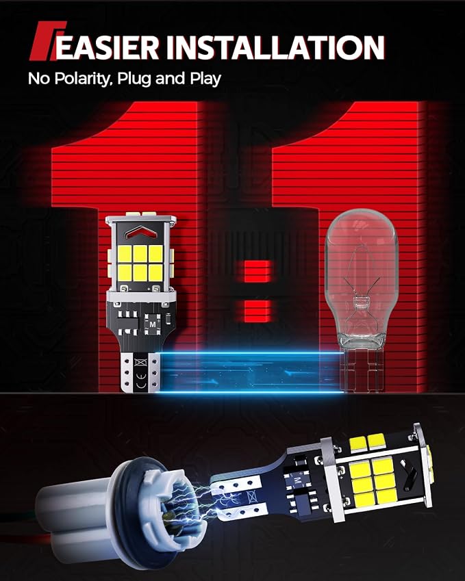 Torchbeam 921 led Bulb Reverse Lights 500% Brighter 912 T15 LED White CAN-BUS for 922 906 W16W 912 921 Bulbs Replacement Reverse Light Bulb Backup Brake Lights for Car Trunk, Super Bright, Pack of 2