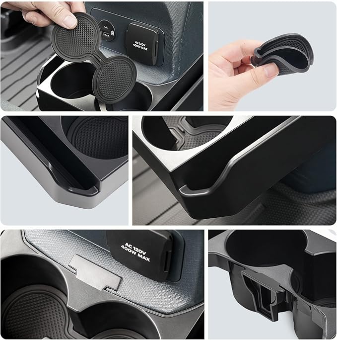 Mabett Removable Rear Dual Cup Holder for Ford Maverick 2022-2026 Accessories, FIT Insert Expander Rear Seat Cup Holder Organizer