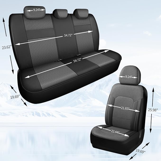 HChengkikz Car Seat Covers, Air Mesh, Breathable (Black + Gray) | Airbag Compatible, Automotive Comfort Protection, Universal Fit for Most Cars,Trucks,SUVs