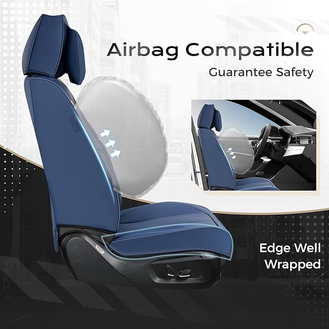 Coverado Car Seat Covers, Seat Covers for Cars, Waterproof Leather Auto Seat Protectors, Leather Car Seat Cushion, Car Interiors Accessories Universal Fit for Most Cars