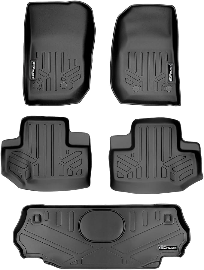 MAX LINER A0194/B0236/D0236 Floor Mats 2 Rows and Cargo Liner Set Black for 2015-2018 Jeep Wrangler 2 Door Model Only (JK Old Body Style Only)