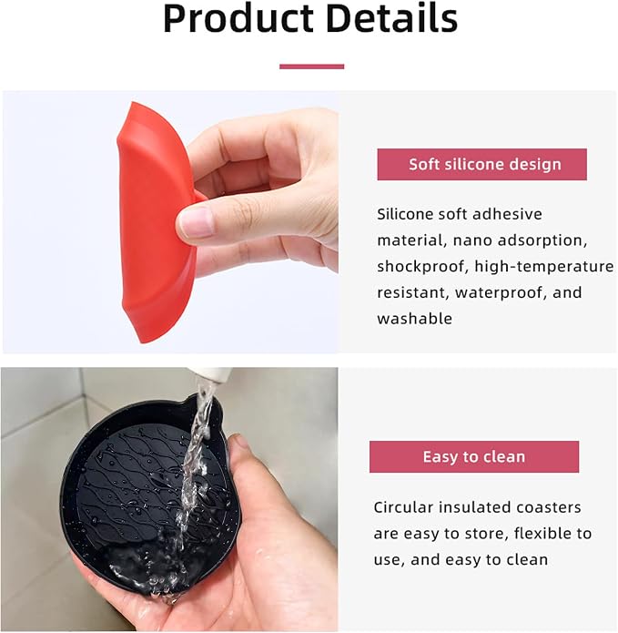 4PCS Car Cup Holder Coasters, Universal Silicone Non-Slip Insert Cup Coasters, Soft Wave Pattern Cup Holders, Car Interior Accessories for SUV, Truck, RV (Pink)