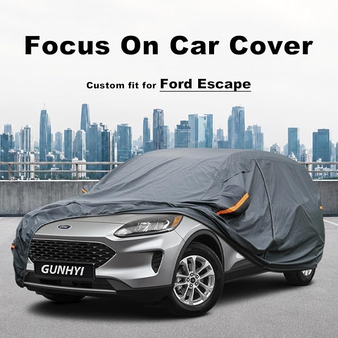 GUNHYI Premium Car Cover Custom Fit Ford Escape (2008-2026), 16 Layers Heavy Duty Car Cover Waterproof All Weather with Zipper Door for Sun Rain Snow Dust Uv Protection