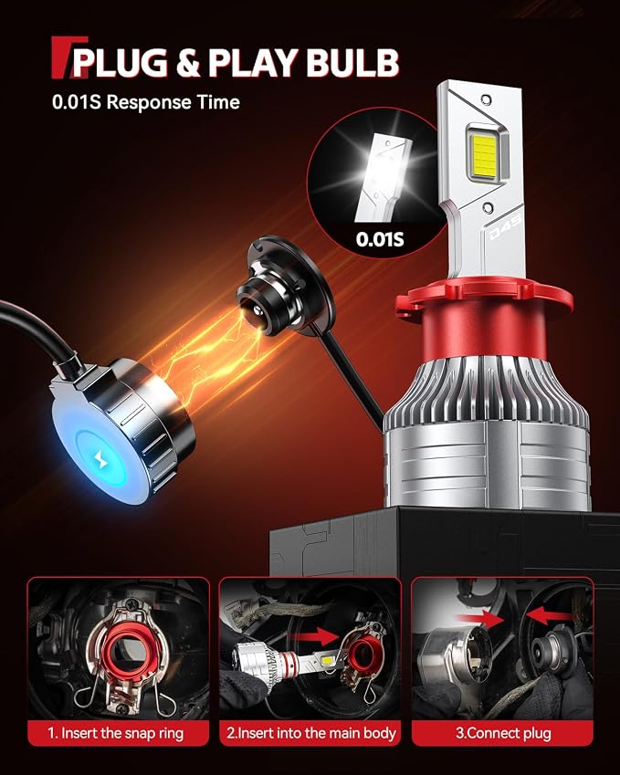 Torchbeam D4S HID Bulbs, 60000LM Brightness 6000K Cool White, Pack of 2 | Original Xenon HID Replacement Bulbs, Easy Plug and Play Installation, IP68 Waterproof Lights for SUV, Off Road Vehicles
