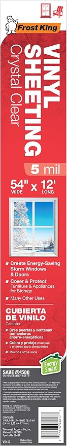 Frost King V5412 Crystal Clear Vinyl Sheeting-Packaged Rolls, 54" x 12 ft x 5 mil