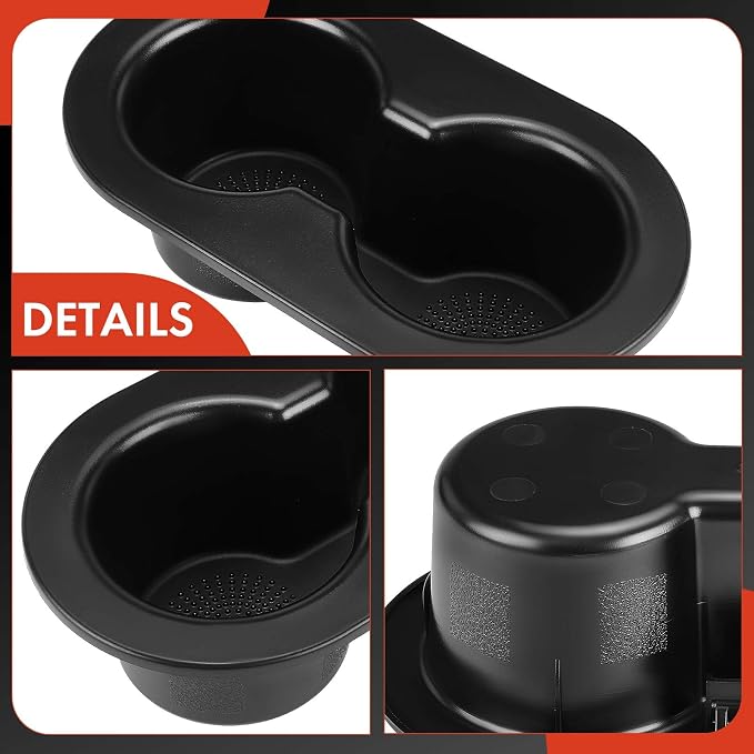 A-Premium Rear Seat Dual Cup Holder Compatible with Dodge Dakota 2005-2011, Ram 1500 2500 2002-2010, Ram 3500 2006-2010, Ram 4500 5500 2008-2010, Black, Replace# 5HD65DX9AC