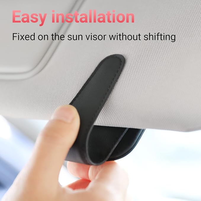 KanSmart Sunglass Holder for Car Sun Visor Magnetic Sunglasses Clip -2 Pack | sun visor organizer, ticket card clip, universal auto interior accessories, one-handed magnetic, anti-scratch,eyeglass holder