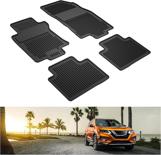 Kiwi Master Floor Mats for 2014-2020 Nissan Rogue | OEM Replacement 999E1-G2000, Custom Fit All Weather Car Mats, Heavy Duty TPE Floor Liners, Front & Rear 2 Row Set, Black