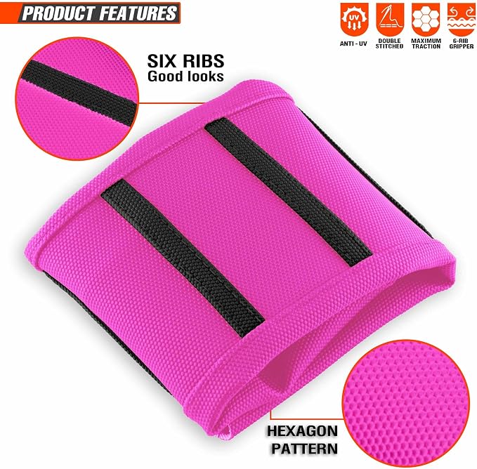 Motorcycle Universal Seat Cover Non-Slip Rubber Striped Gripper Soft Sewing for CRF WR WRF RMZ YZF SXF EXC EXC XC SX CR KLX Dirt Pit Bike Motocross Off Road (Pink)