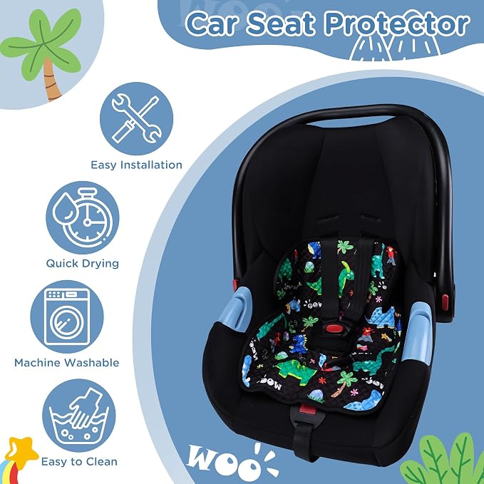 2 Pack Car Seat Potty Training Protector – Waterproof Leak-Proof Liner with Non-Slip Backing + 2 Strap Covers, Quick-Dry Piddle Pad for Baby Toddler, Machine Washable Universal Fit - Black