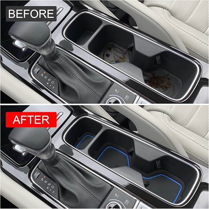 Cup Holder Coaster for Kia Telluride Accessories 2020-2022 2023 2024 2025 | 3D Silicone Cup Holder Insert Mat, Non-slip Center Console Pad, Car Interior Accessories Decoration, Blue Trim, 6pcs Kit