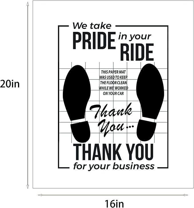 White Car Paper Floor Mats : 50 Pcs Disposable Floor Cars Auto Vehicles Automotive Mat Covers Protector Detailing Detail Wash Temporary Sticky 16x20inch, fzp202