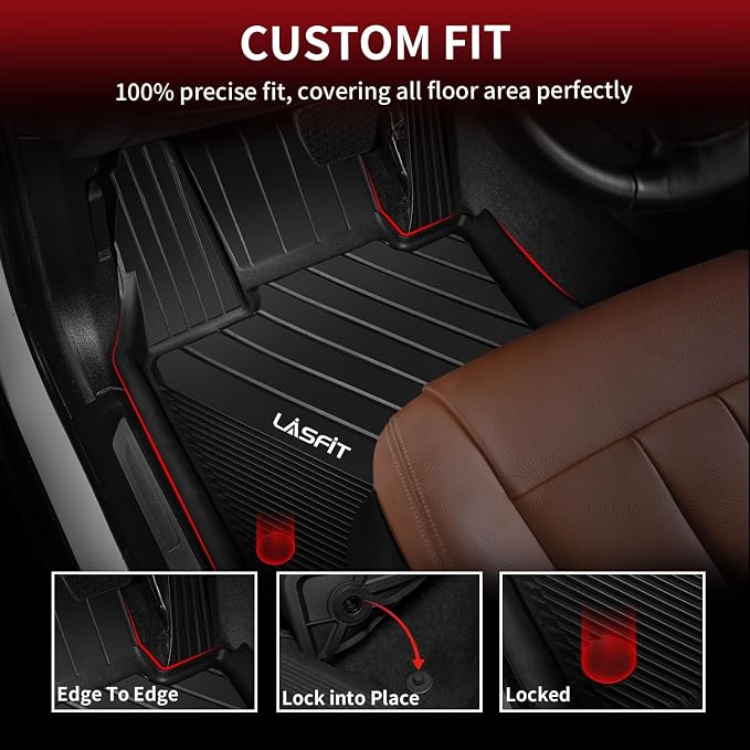 LASFIT Floor Mats for BMW X5 (F15) 2014-2018 / for BMW X6 (F16) 2015-2019, Custom Fit TPE All Weather Floor Liners 1st & 2nd Row Car Mat, Black