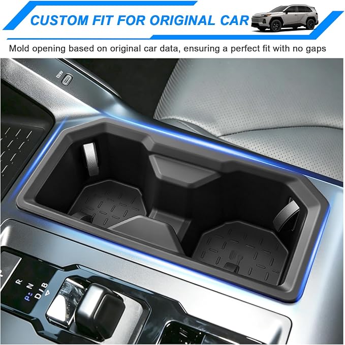 Cup Holder Insert for 2026 Toyota RAV4 Accessories, Spill-Proof, No Rattling Drink Holder Organizer, Center Console Silicone Cup Coaster Protector Anti-Slip Liner (Black)
