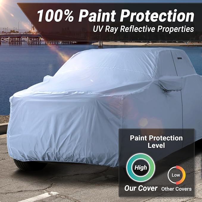 iCarCover 30-Layer Premium Truck Car Cover Waterproof All Weather | Rain Snow UV Sun Protection Full Car Covers | Silverado 2500 3500, Sierra 2500HD 3500HD, F-250 350 450, Size T76 (See Size Chart)