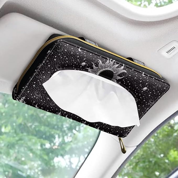 Automotive Tissue Napkin Holder Stars Moon Car Visor Tissue Box Water Proof Durable Car Napkin Holder for Sun Visor Back Seat