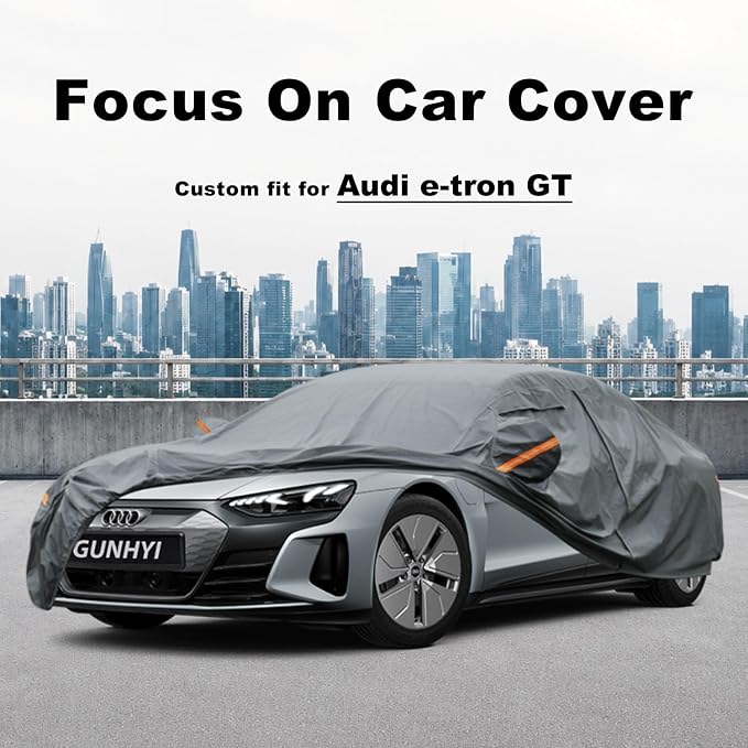 GUNHYI Premium Car Cover Custom Fit Audi e-tron GT, 16 Layers Heavy Duty Car Cover Waterproof All Weather with Zipper Door for Sun Rain Snow Dust Uv Protection