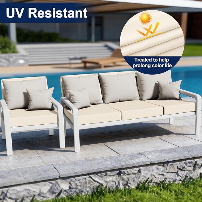 Smiry 8 Pcs Waterproof Patio Cushion Covers, Stretch Outdoor Furniture Covers