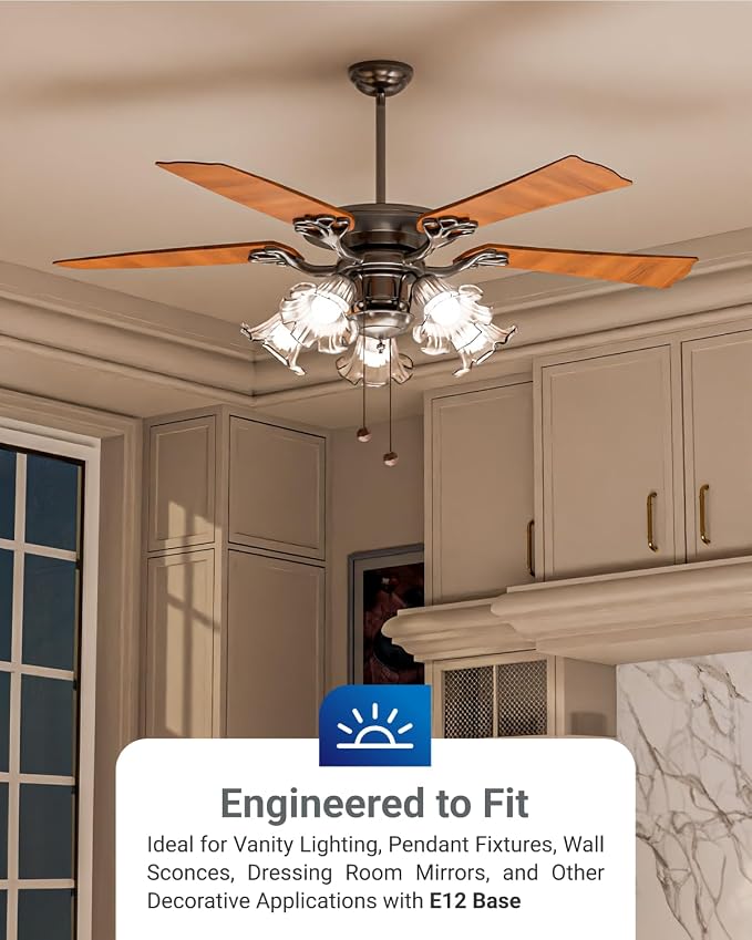 Sunco 10 Pack E12 LED Bulbs Candelabra CRI92 5000K Daylight, 5W Equivalent 40W, 450 Lumens, Small Edison Screw Base E12, Non-Dimmable, Frosted Decorative G14 Globe Vanity Light Bulbs UL.