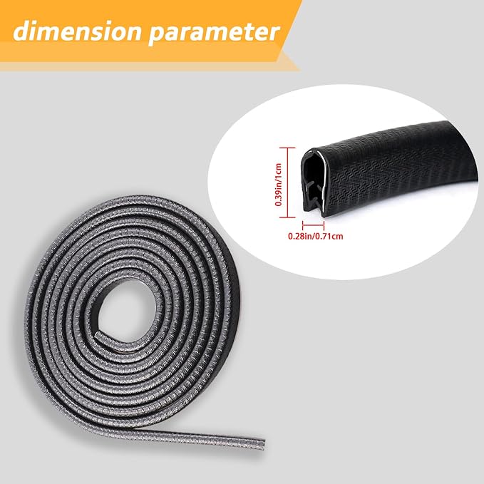 Car Door Edge Guards, 16Ft Rubber Seal Car Door Edge Trim, U Shape Door Edge Protector Guard, Aluminum Weather Proofing Automotive Door Edge Molding Protection for Most Car (Black)