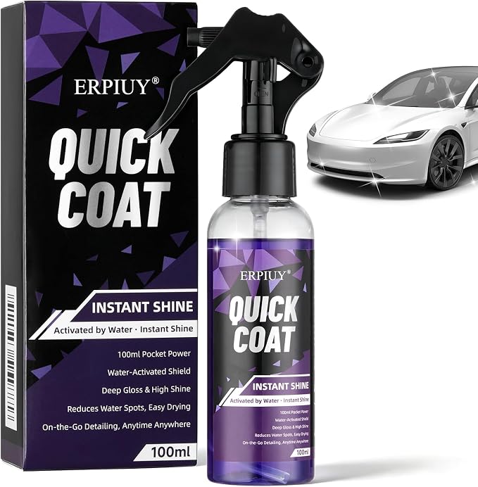 Quick Coat Spray – Water-Activated Quick Detailer & Water Spot Remover for Cars, Glass, Paint & Shower Doors. Instant Shine, Deep Gloss, Easy Drying – Safe on Ceramic Coated Vehicles