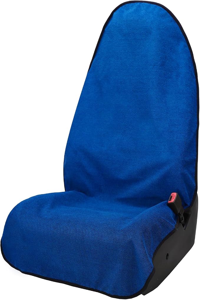 Leader Accessories Waterproof Towel Car Seat Cover, Front Bucket Seat, Blue | Universal Non-Slip, Fits Car Truck SUV, Machine Washable, For Dog & Kid, Pets, Yoga, Gym, Beach, Swimming, Outdoor Sports