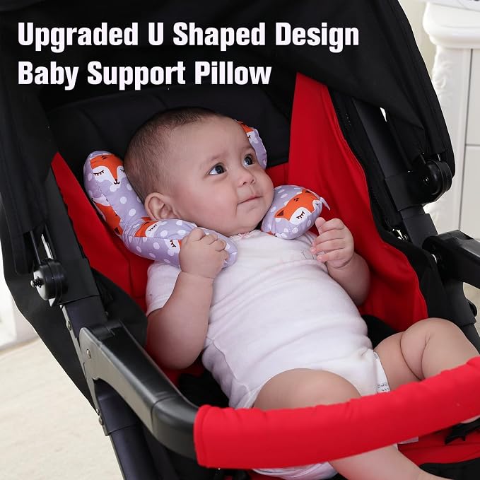 KAKIBLIN Baby Travel Pillow, Upgraded Baby Neck Pillows for Car Seat, Infant Neck Support Pillow for Head and Neck,Newborn Head Support for Car Seat,Pushchair