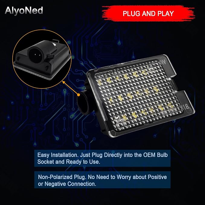 AlyoNed LED License Plate Lights Tag Lamp Assembly Compatible with Dodge Durango 2014-2022 Pickup Truck, Clear Lens 6500K White