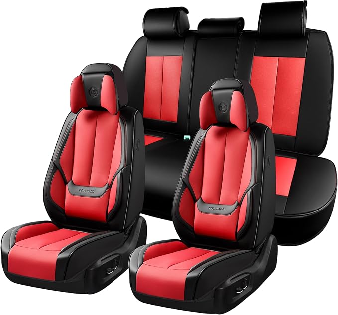 Coverado Car Seat Covers, Seat Covers for Cars, Waterproof Leather Auto Seat Protectors, Leather Car Seat Cushion, Car Interiors Accessories Universal Fit for Most Cars