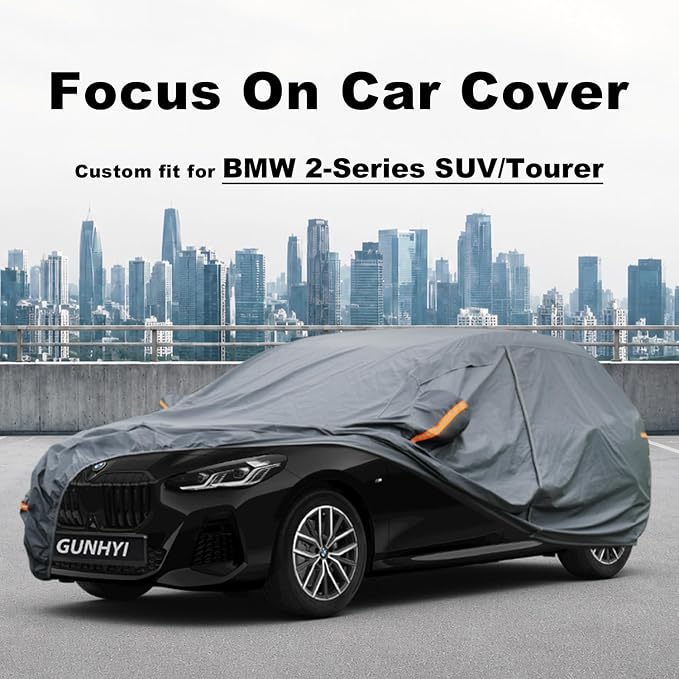 GUNHYI Premium Car Cover Custom Fit BMW 2-Series SUV/Tourer, 16 Layers Heavy Duty Car Cover Waterproof All Weather with Zipper Door for Sun Rain Snow Dust Uv Protection