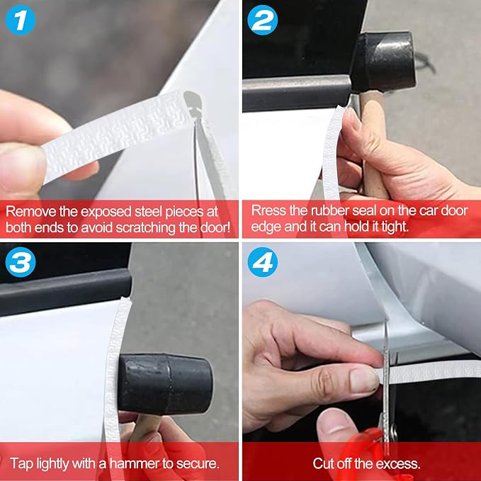 MYFAMIREA 33Ft(10M) Long Car Door Edge Guards,U Shape Edge Trim Rubber Seal Protector Rubber Car Door Protector Car Protection Door Edge Anti-Collision Rubber Clips Fit for Most Car| White |