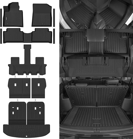 Naibeve Floor Mats for 2021-2026 Kia Sorento Gas 7 Seats (Bench Seat) | All Weather Floor Mats, Cargo Mat, 2nd Row Backrest Mats, Backrest Mats, Door Sill Guards, (Not for Hybrid) accessories