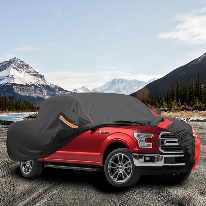 Truck Cover Waterproof All Weather - 150D Fabric, Fits Ford F150 - Heavy Duty Waterproof Car Cover for All Seasons, Durable Protection Against Rain, Snow, Sun,Dust.